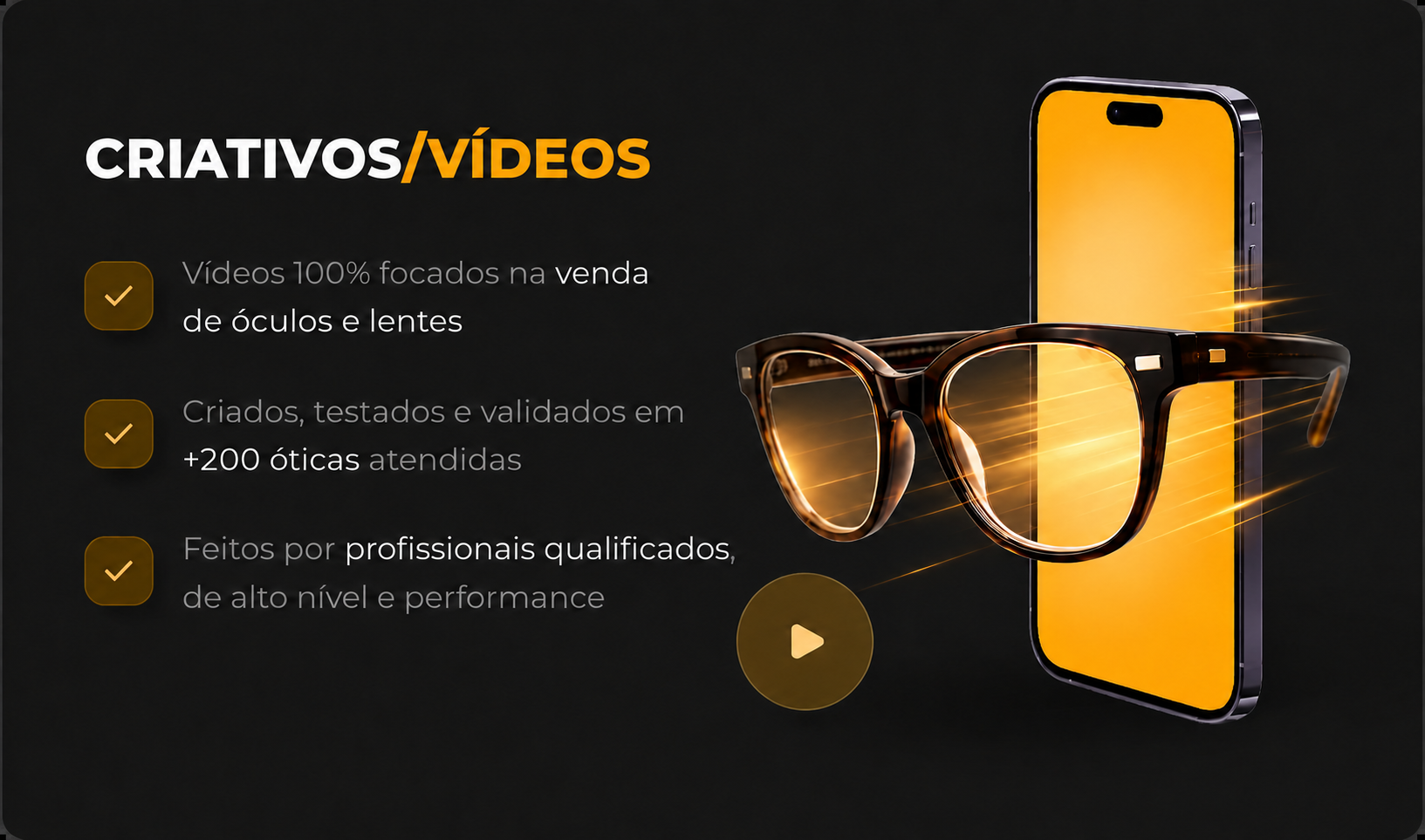 Criativos e vídeos para óticas